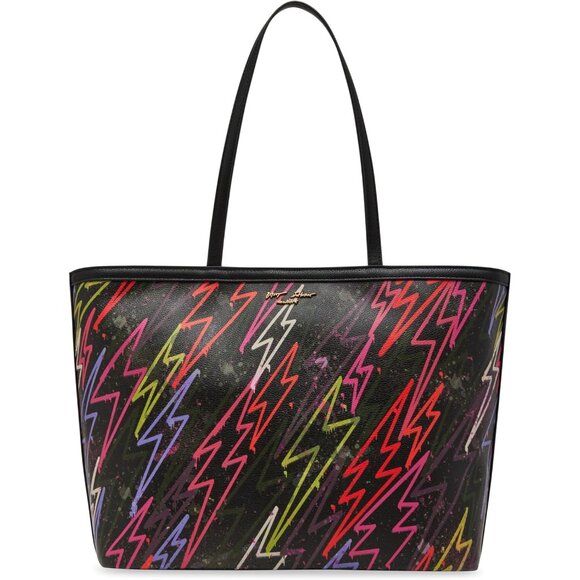 Bolt Tote Women's Neon Lightning Graffiti Polyurethane Bag with Magnetic Closure - Picture 1 of 6